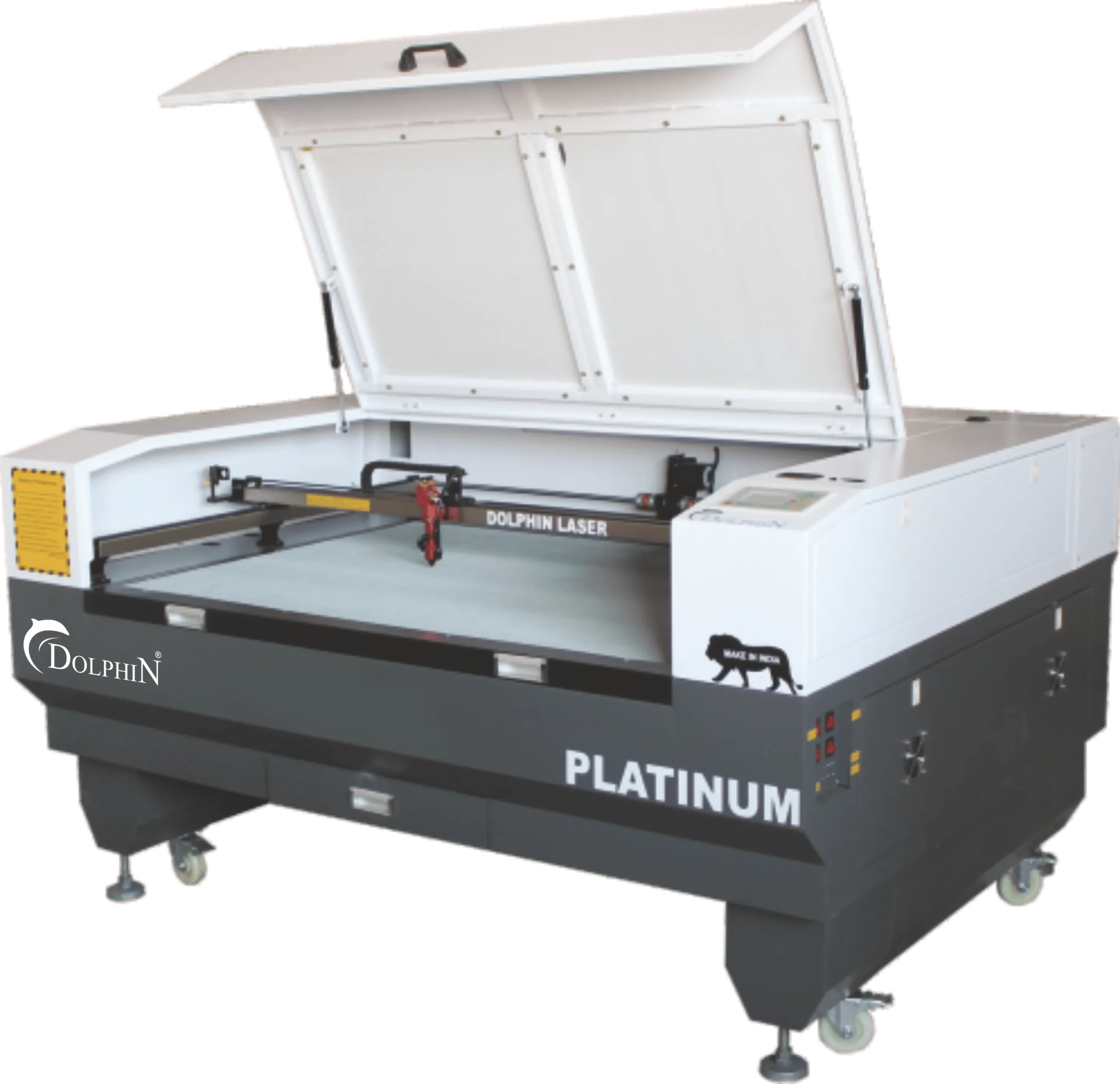 Dolphin Platinum 1390 CO\u2082 laser cutting and engraving machine.