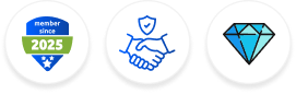 "The image displays a set of icons that represent business or banking values: Membership/Trust, Security/Agreement and Premium/Value"